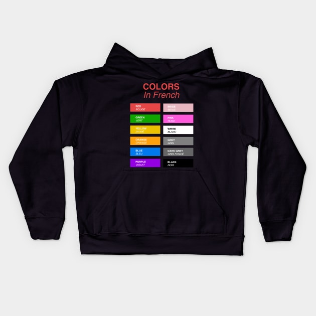 French Colors - Colors in French Kids Hoodie by Hidden Verb